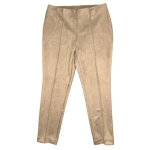 NWT Anne Klein Faux-Suede Pull-On Stretch Light Coffee (Tan) Ankle Pants Large